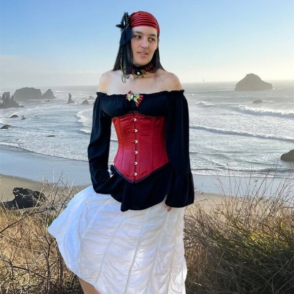 Underbust Red Satin Corset Adjustable Lace Up Back NWT - Picture 7 of 7